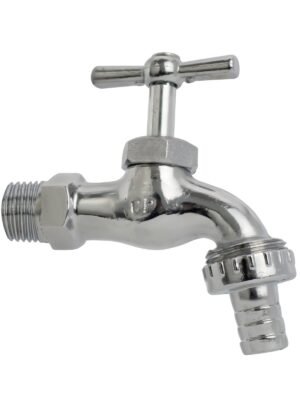 Llave Sencilla Lavaplatos Blanca Manija Tipo Pomo