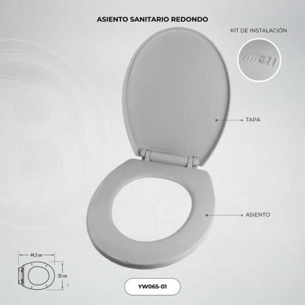 Asiento Sanitario Redondo de Caida Lenta Blanco