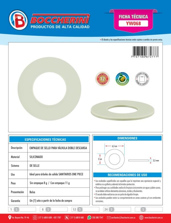 Empaque de Sello para Valvula Doble Descarga