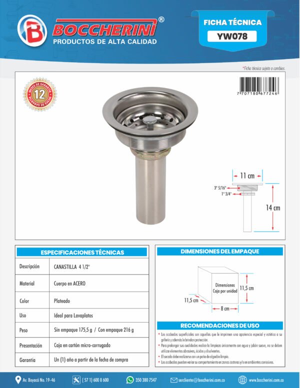 Canastilla Lavaplatos Acero 4 1/2