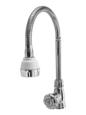 Llave Sencilla Lavaplatos Blanca Manija Tipo Pomo