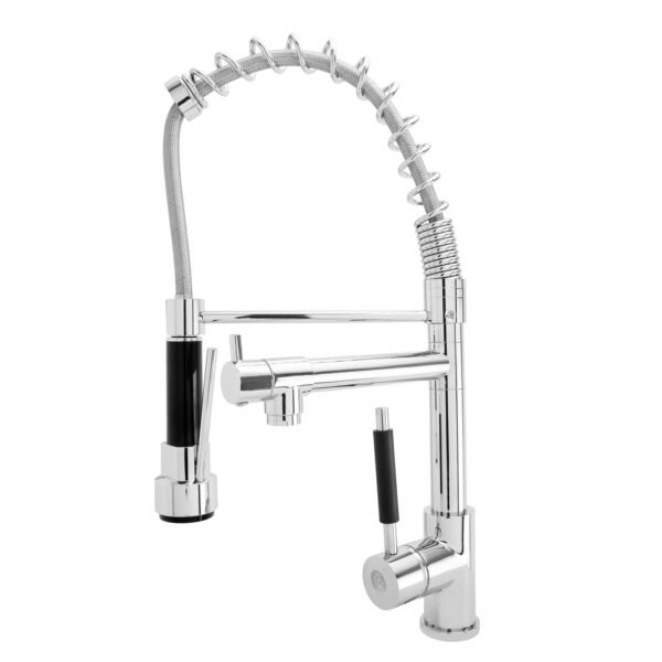 YW113_3 MEZCLADOR LAVAPLATOS EN BRONCE Y ZINC MANIJA TIPO PALANCA DOBLE SALIDA DE AGUA