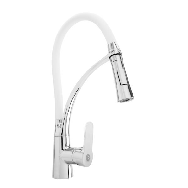 Mezclador Lavaplatos en Bronce Cuello Escualizable Color Blanco