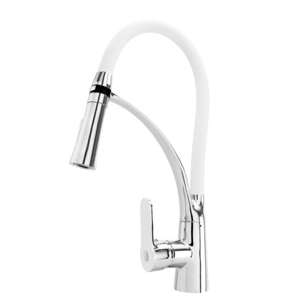 Mezclador Lavaplatos en Bronce Cuello Escualizable Color Blanco