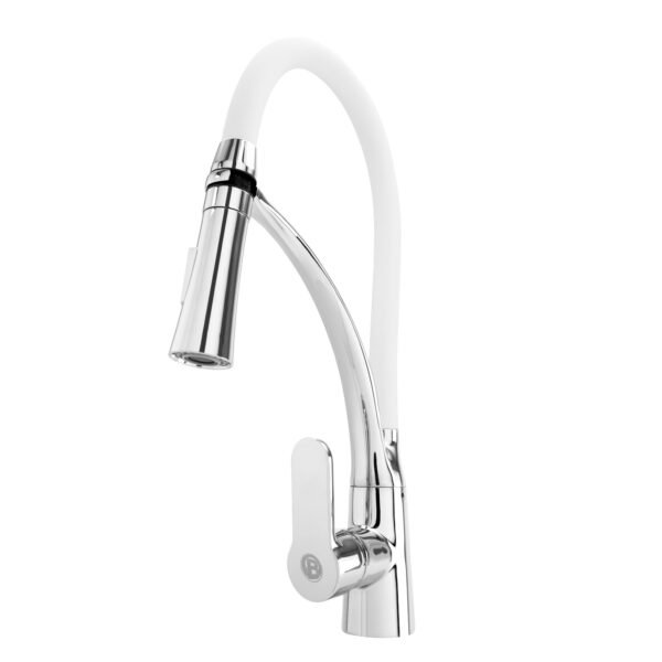 Mezclador Lavaplatos en Bronce Cuello Escualizable Color Blanco