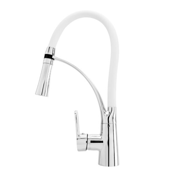 Mezclador Lavaplatos en Bronce Cuello Escualizable Color Blanco