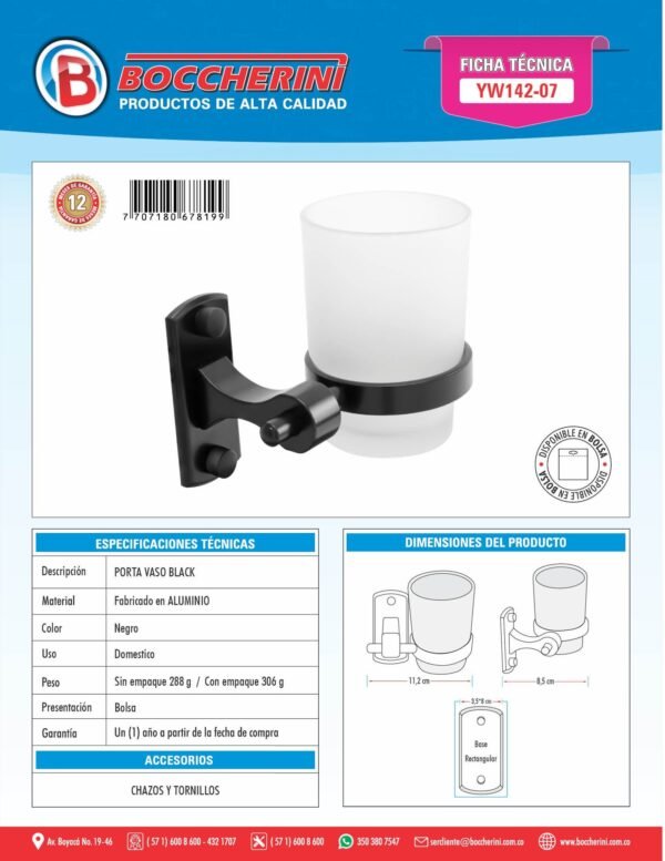 PORTAVASO BASE RECTANGULAR EN ALUMINIO COLOR NEGRO