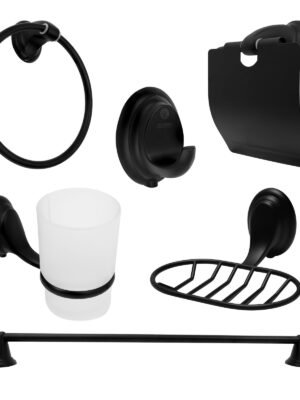 Juego Accesorios para Bano x 6 Piezas en Zinc Color Negro