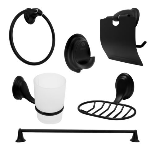 Juego Accesorios para Bano x 6 Piezas en Zinc Color Negro