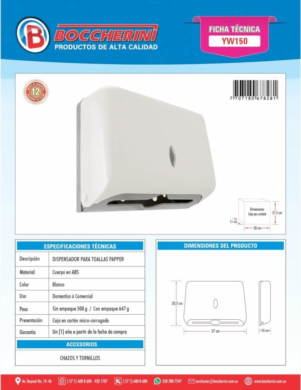 Dispensador para Toalla en ABS