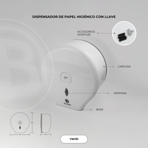 YW151-1.jpg Dispensador de Papel Higienico en ABS con Llave