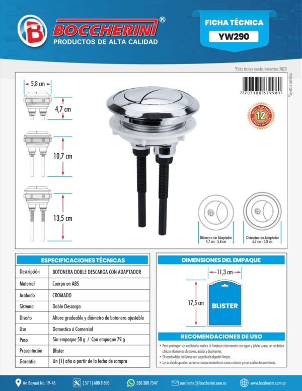 Botonera Doble Descarga con Adaptador