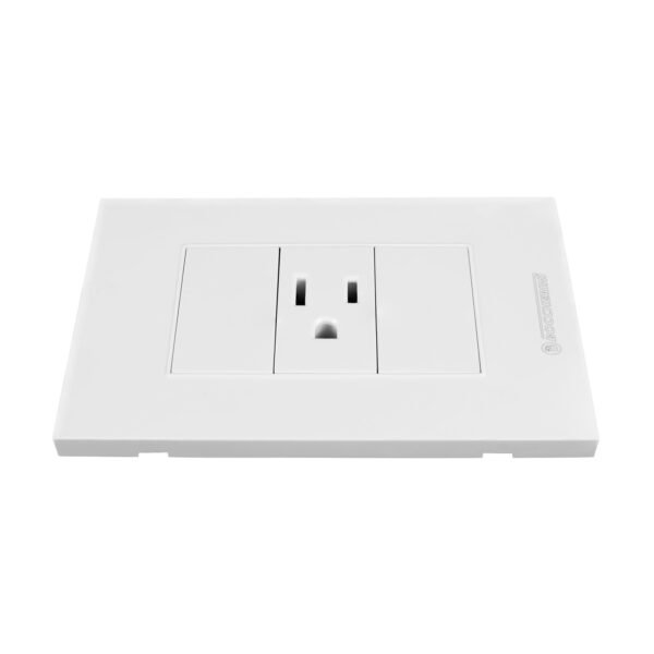 TOMACORRIENTE SENCILLO CON POLO A TIERRA (2P+T) 15A 110V-250V  COLOR BLANCO