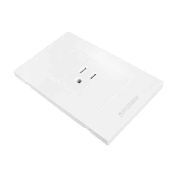 TOMACORRIENTE SENCILLO CON POLO A TIERRA (2P+T) 15A 110V-250V  COLOR BLANCO