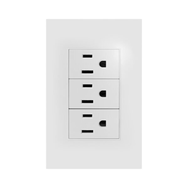 TOMACORRIENTE TRIPLE CON POLO A TIERRA (2P+T) 15A 110V-250V  COLOR BLANCO