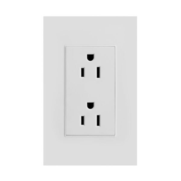 TOMACORRIENTE DOBLE CON POLO A TIERRA (2P+T) 15A 110V-250V  COLOR BLANCO HORIZONTAL