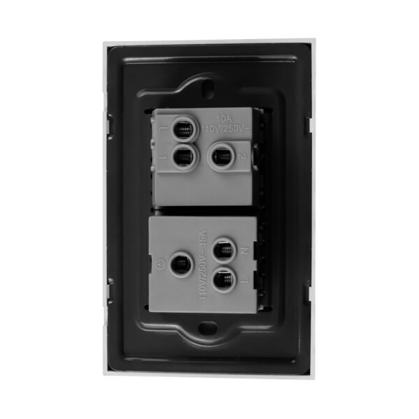 YW299_5 TOMACORRIENTE SENCILLO CON POLO A TIERRA (2P+T) + INTERRUPTOR SENCILLO CONMUTABLE 10A 110V-250V - 15A 110V-250V COLOR BLANCO