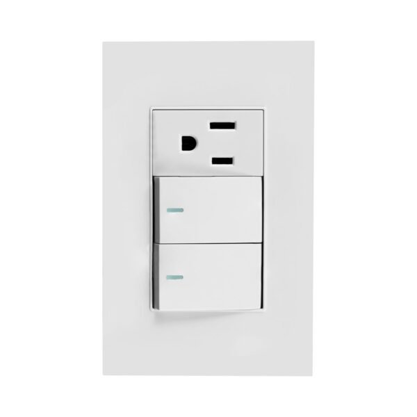 YW301_2 TOMACORRIENTE SENCILLO CON POLO A TIERRA (2P+T) + INTERRUPTOR DOBLE CONMUTABLE 10A 110V-250V - 15A 110V-250VCOLOR BLANCO