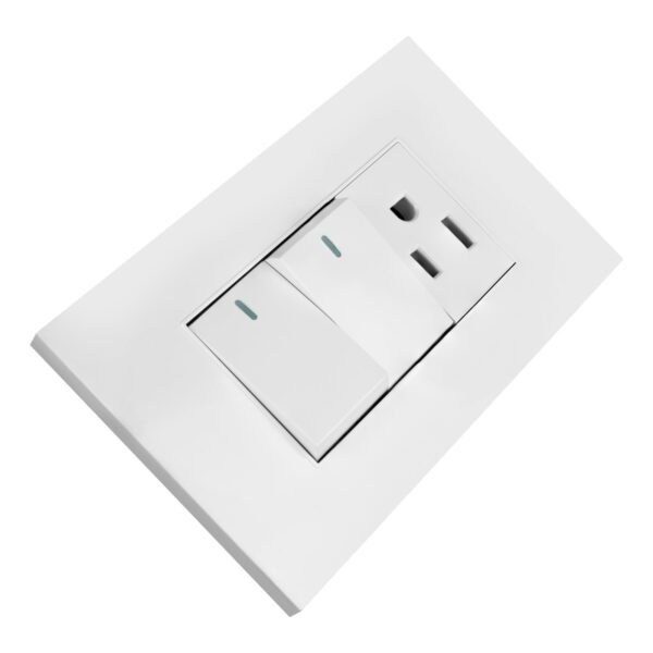 YW301_3 TOMACORRIENTE SENCILLO CON POLO A TIERRA (2P+T) + INTERRUPTOR DOBLE CONMUTABLE 10A 110V-250V - 15A 110V-250VCOLOR BLANCO