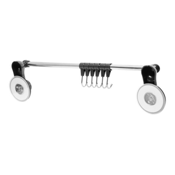 Toallero Barra con Ganchos Ventosa Color Negro