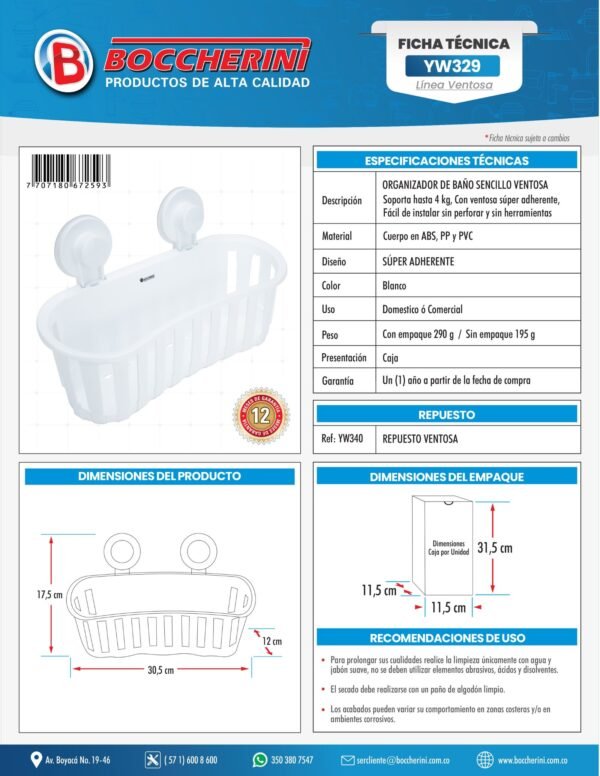 Organizador de Bano Sencillo Ventosa