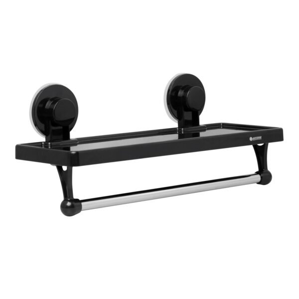 Repisa Organizadora-toallero de Barra Ventosa Color Negro