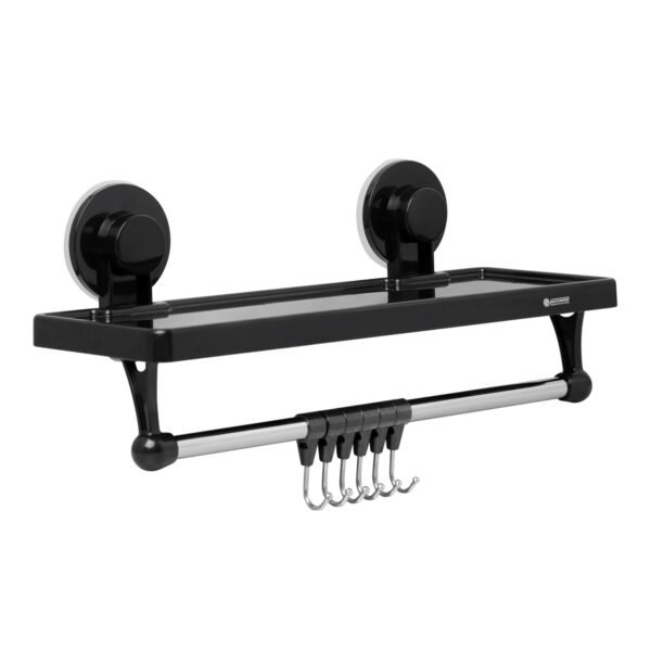 YW332-07_1-1.jpg Repisa Organizadora-toallero con Ganchos Ventosa Color Negro