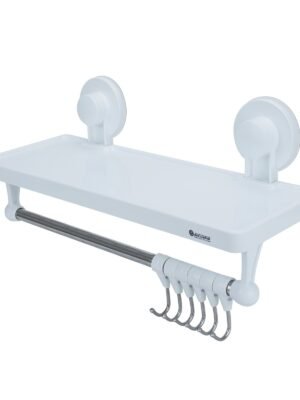 Repisa Organizadora-toallero con Ganchos Ventosa Color Negro