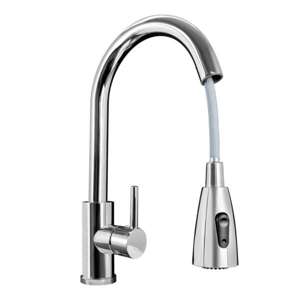 YW348_4 Mezclador Lavaplatos Extraible en Acero Inoxidable # 304 Cromado