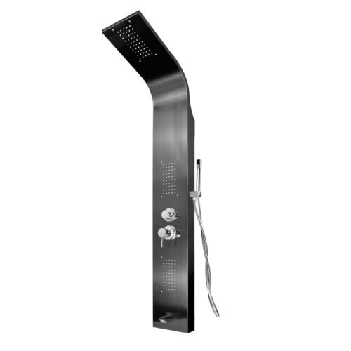 YW356_1-1.jpg Torre Ducha en Acero Inox #304 Negra con Manguera de 1.50mts 4 Funciones