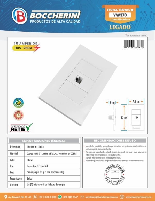 SALIDA INTERNET COLOR BLANCO