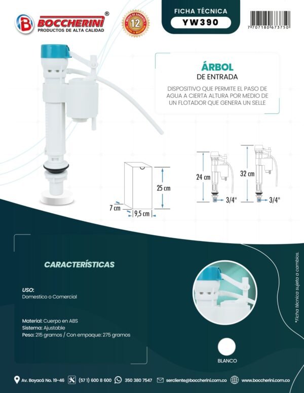 VALVULA DE ENTRADA SANITARIO