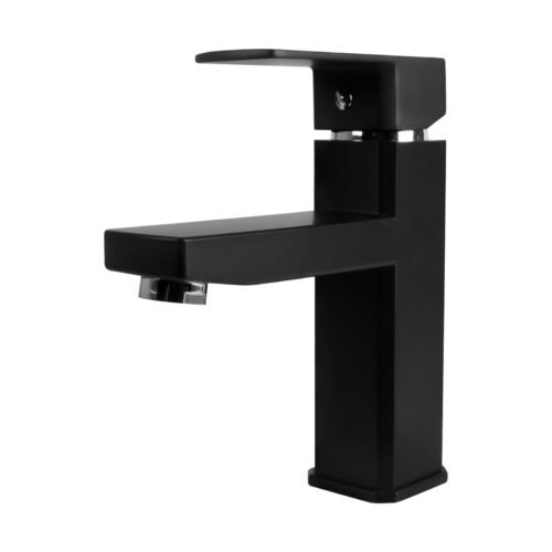YW401-07_2 Mezclador Lavamanos Bajo Cuerpo Plástico Manija en Zinc Cartucho Ceramico 35mm Color Negro 18.5 cm