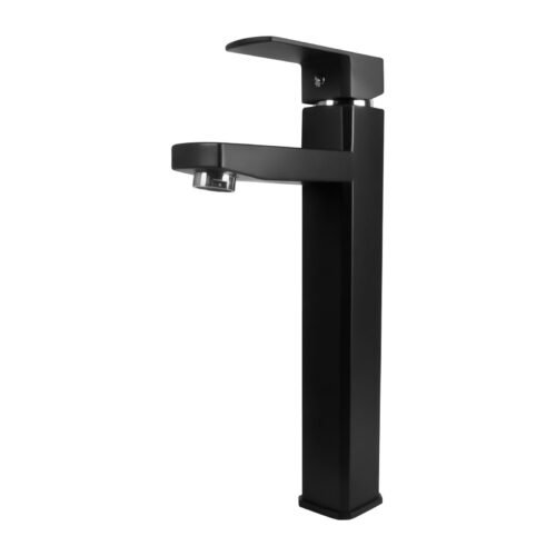 Mezclador Lavamanos Alto Cuerpo Plástico Manija en Zinc Cartucho Ceramico 35mm Color Negro 31 cm