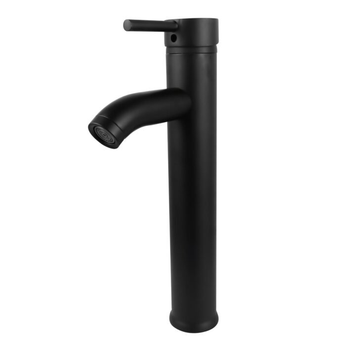 Mezclador Lavamanos Alto Cuerpo Acero Inox # 201 Manija en Zinc Cartucho Cerámico 40mm Color Negro