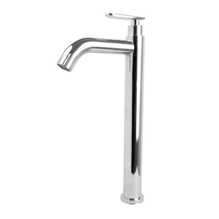 Llave Sencilla Lavamanos Alta Cuerpo Acero Inox # 201 Manija en Zinc Cromada