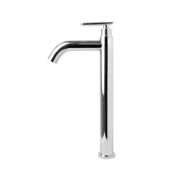 Llave Sencilla Lavamanos Alta Cuerpo Acero Inox # 201 Manija en Zinc Cromada