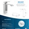 MEZCLADOR LAVAMANOS CUERPO ACERO INOX # 201 MANIJA EN ZINC CARTUCHO CERAMICO 35MM CROMADO