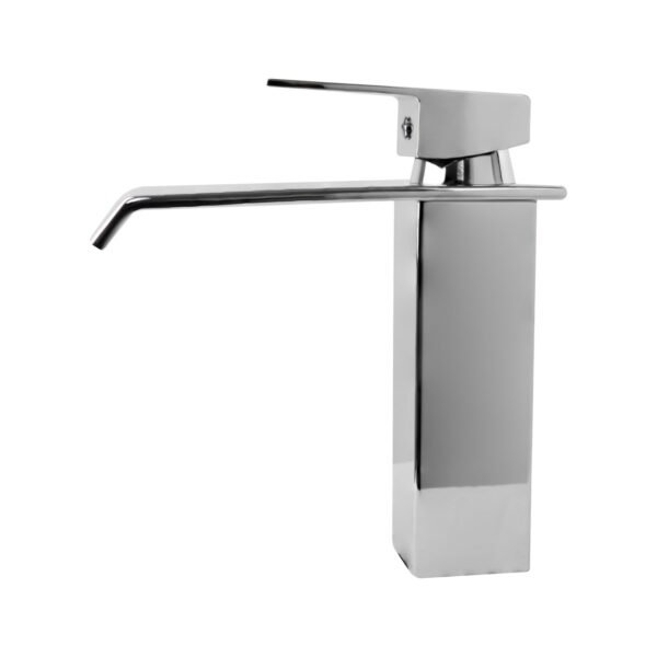 MEZCLADOR LAVAMANOS CUERPO ACERO INOX # 201 MANIJA EN ZINC CARTUCHO CERAMICO 35MM CROMADO