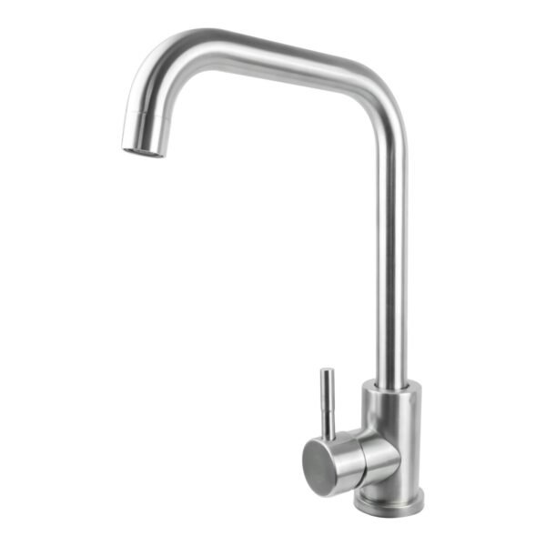 YW429-12_2 MEZCLADOR LAVAPLATOS CUERPO EN ACERO INOX # 304 MANIJA ACERO INOX # 201 CARTUCHO CERAMICO 35MM SATINADO