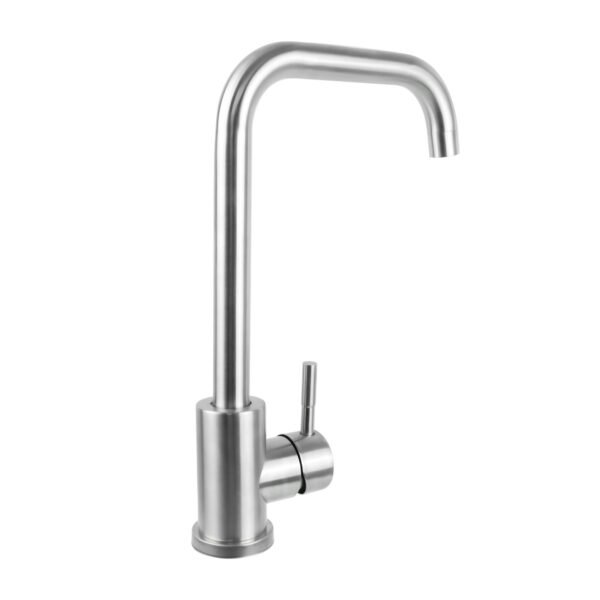 YW429-12_4 MEZCLADOR LAVAPLATOS CUERPO EN ACERO INOX # 304 MANIJA ACERO INOX # 201 CARTUCHO CERAMICO 35MM SATINADO