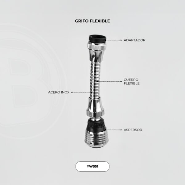 YW551 GRIFO EXTENSOR FLEXIBLE CROMADO