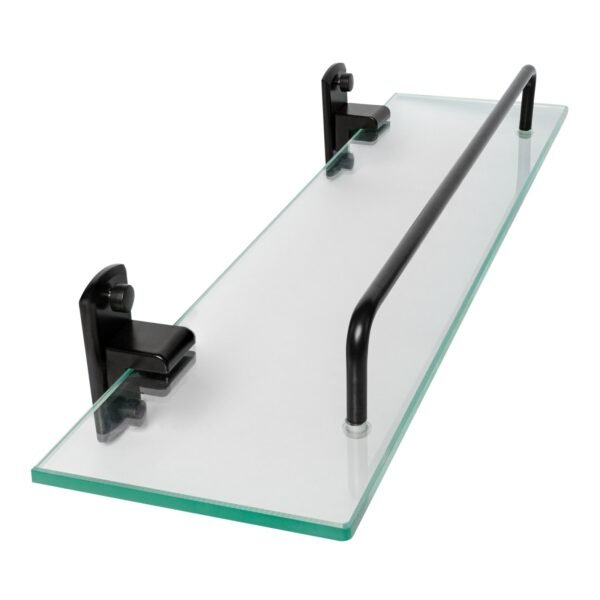 Repisa en Vidrio Base Aluminio Negro