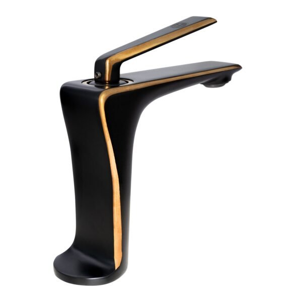 MEZCLADOR LAVAMANOS  NEGRO CON DORADO