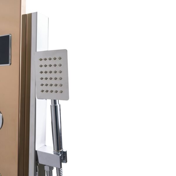 TORRE DUCHA EN ACERO INOX #304 ORO ROSA BRILLANTE CON MANGUERA DE 1.50MTS