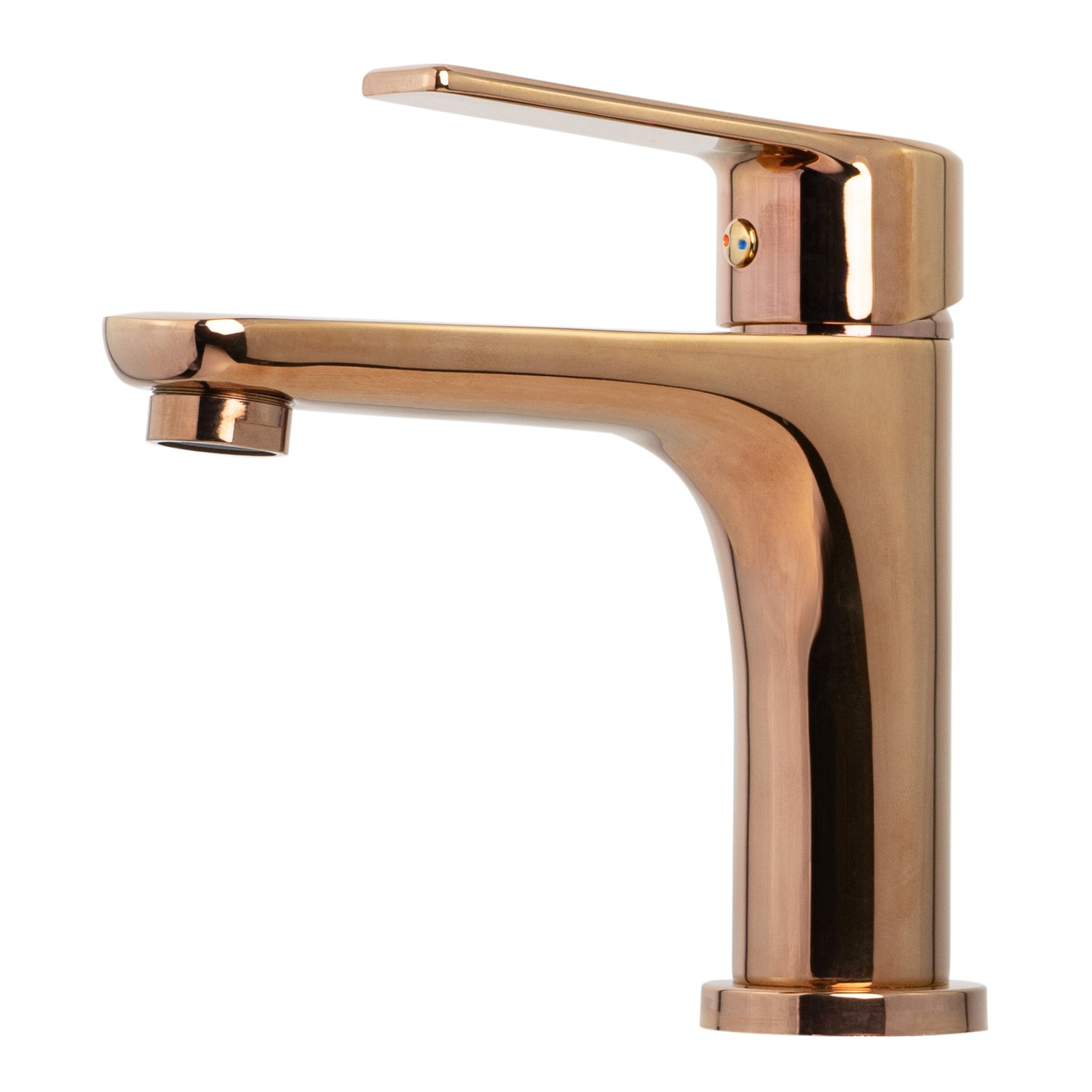 Mezclador Lavamanos Bajo en Bronce Color Oro Rosa Manija en Zinc 700g