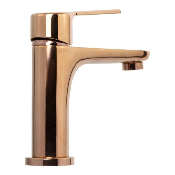 Mezclador Lavamanos Bajo en Bronce Color Oro Rosa Manija en Zinc 700g