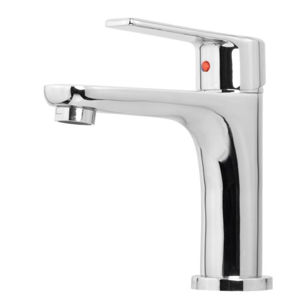 YW611_2 MEZCLADOR LAVAMANOS BAJO EN BRONCE CROMADO MANIJA EN ZINC 700G