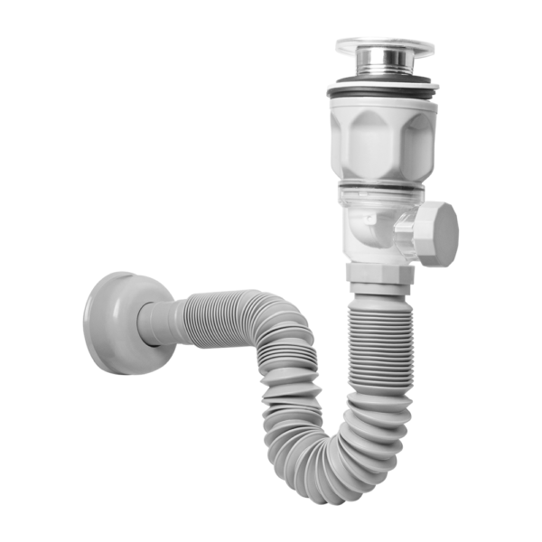 SIFON CORRUGADO CON FILTRO TAPON EN BRONCE 1-1/4