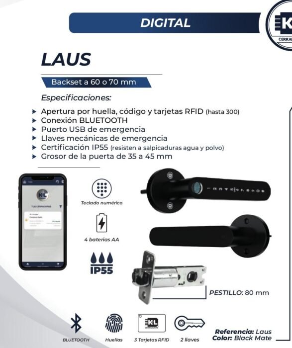 Cerradura Inteligente LAUS · Manija Digital · KL Cerraduras